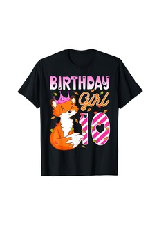 Born Fox Animal Lovers 10th Birthday Girl Fox B-day 10 year old T-Shirt