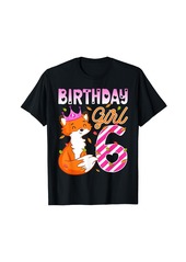 Born Fox Animal Lovers 6th Birthday Girl Fox B-day 6 year old T-Shirt