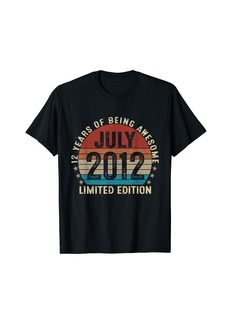 Born Funny 12 Years Old July 2012 Retro 12th Birthday Gifts Boys T-Shirt
