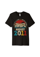 Born Funny 13 Years Old August 2011 Retro 13th Birthday Gifts Boy Premium T-Shirt