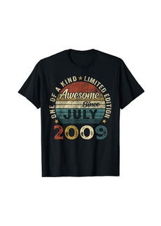 Born Funny 15 Years Old July 2009 Retro 15th Birthday Gifts Boys T-Shirt