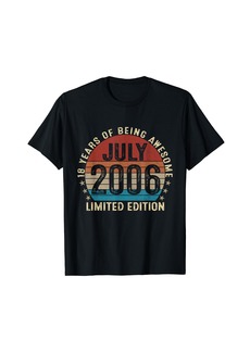 Born Funny 18 Years Old July 2006 Retro 18th Birthday Gifts Boys T-Shirt
