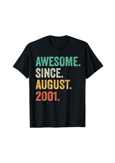 Born Funny 23 Years Old August 2001 Retro 23rd Birthday Gifts Men T-Shirt