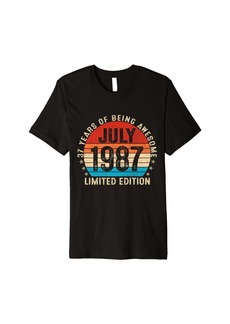 Born Funny 37 Years Old July 1987 Retro 37th Birthday Gifts Men Premium T-Shirt