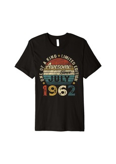 Born Funny 62 Years Old July 1962 Retro 62nd Birthday Gifts Men Premium T-Shirt