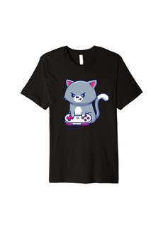 Born Funny Gamer Cat Anime Kawaii Neko Japanese Video Game Gaming Premium T-Shirt
