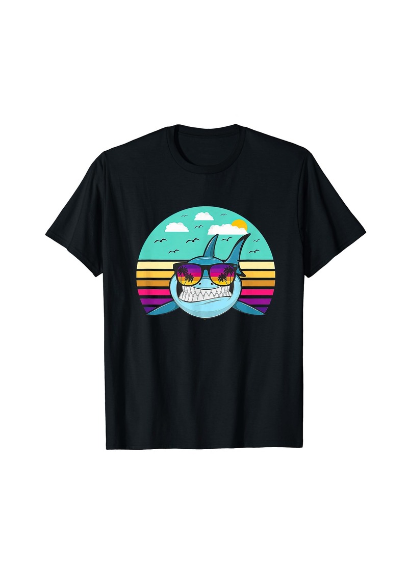 Born Funny Vintage Shark With Sunglass Summer For Shark Lovers T-Shirt