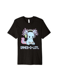 Born Gamesolotl Axolotl Video Gamer Kawaii Pastel Goth Anime Premium T-Shirt