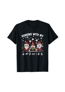 Born Hanging With Gnomies Gnome Buffalo Plaid Red Funny Christmas T-Shirt