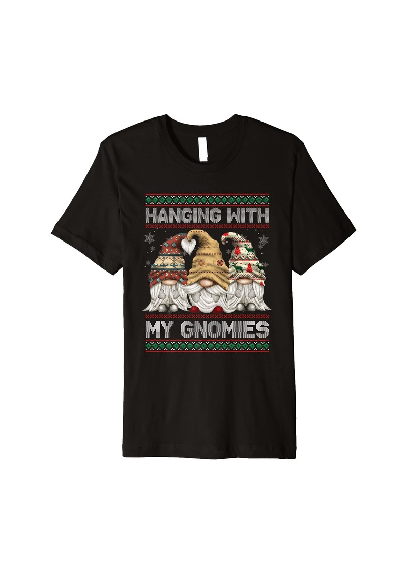 Born Hanging With My Gnomies Xmas Uy Christmas Gnome Pajamas Gift Premium T-Shirt