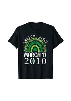 Born Happy Birthday March 17 2010 Patrick Day Shamrock Rainbow T-Shirt