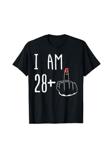 Born I Am 28 Plus 1 Middle Finger Funny 29th Women's Birthday T-Shirt