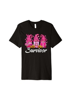 Born In October We Wear Pink Gnome Cute Breast Cancer Survivor Premium T-Shirt