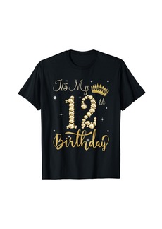 Born It's My 12th Birthday Queen Women 12 Year Old Diamond Crown T-Shirt