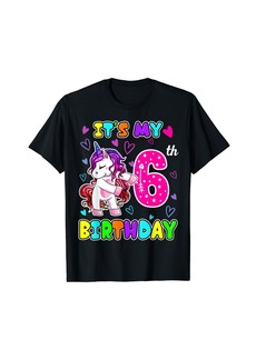 Born Its My 6th Birthday Shirt Girl Unicorn 6 Year Old Gift T-Shirt