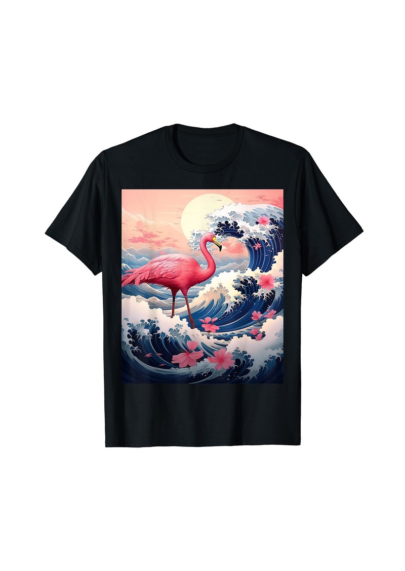 Born Japanese Flamingo Surfer Great Wave Off Kanagawa T-Shirt