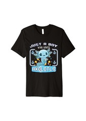 Born Just a Boy Who Loves Axolotls Funny Axolotl Gamer Kids Boys Premium T-Shirt