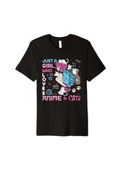 Born Just A Girl Who Loves Anime & Cats Cute Gifts for Teen Girls Premium T-Shirt