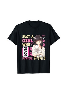 Born Just A Girl Who Loves Anime & Cats Cute Gifts for Girls T-Shirt