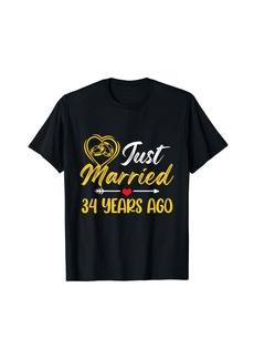 Born Just Married 34 Years Since 1989 34th Wedding Anniversary T-Shirt