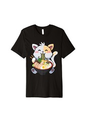 Born Kawaii Ramen Cat Japanese Neko Noodle Funny Vintage Anime Premium T-Shirt