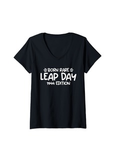 Leap Year 80th Birthday Born Rare Leap Day 1944 Edition V-Neck T-Shirt