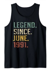 Born Legend Since June 1991 29th Birthday Gift 29 Year Old Tank Top