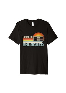 Born Level 10 Unlocked 10th Birthday Video Gamer Vintage Gift Boy Premium T-Shirt