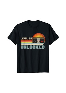 Born Level 38 Unlocked 38th Birthday Video Gamer Vintage Gift Men T-Shirt