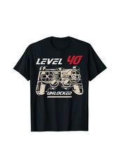 Born Level 40 Unlocked Funny Video Gamer 40th Birthday T-Shirt