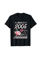 Born Made In 2005 19 Years Old: Cute Floral 19th Birthday Girls T-Shirt