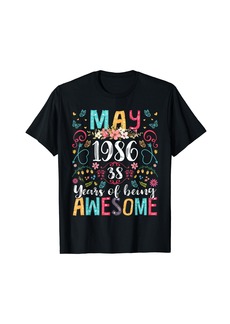 Born May Girl 1986 38th Birthday Funny 38 Years Old Flower T-Shirt