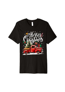 Born Merry Christmas Xmas Tree Red Truck Pajama Matching Family Premium T-Shirt