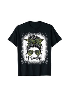 Born Messy Hair Bun Mom Life Camouflage Mother's Day T-Shirt