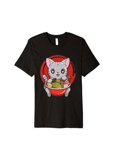Born Otaku Ramen Japanese Noodles Cat Kawaii Neko Anime Girls Premium T-Shirt