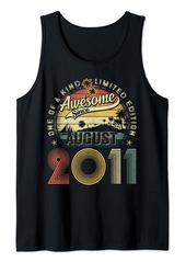 Born Retro 13 Year Old August 2011 Vintage 13th Birthday Boy Girl Tank Top