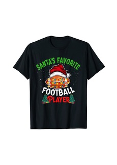 Born Santa's Favorite Football Player Christmas Lights Xmas Gift T-Shirt