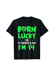 Born St Patricks Day 14th Birthday Boy Girl 14 Years Old Boys T-Shirt