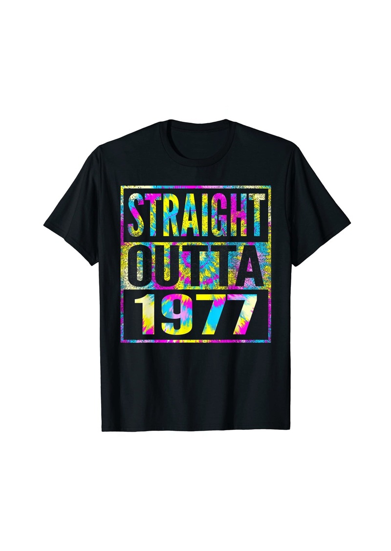 Born Straight Outta 1977 Vintage 46th Birthday Graphic Tie Dye T-Shirt