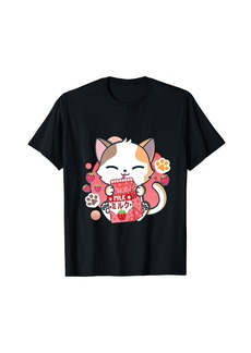 Born Strawberry Shake Strawberry Milk Cat Kawaii Neko Anime T-Shirt