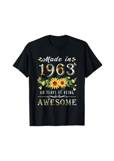 Born Sunflower 60th birthday gifts for women Floral Best of 1963 T-Shirt