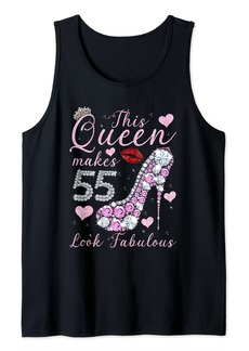 Born This Queen 55 and Fabulous 55th Birthday Diamond Crown Shoes Tank Top
