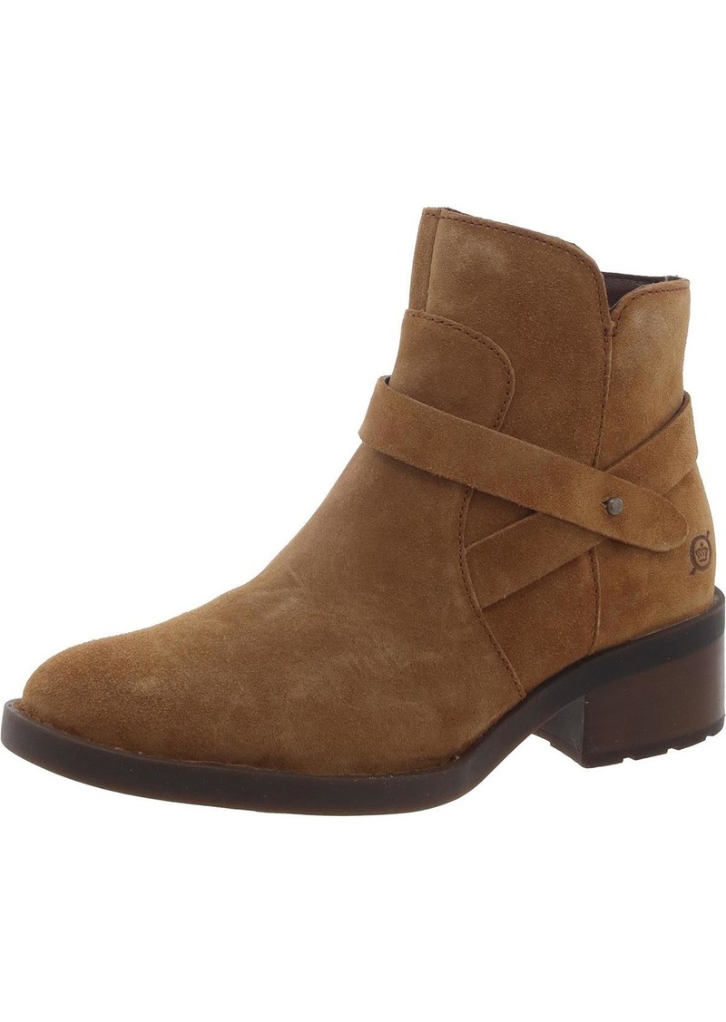 Born Tori Womens Suede Stacked Heel Ankle Boots