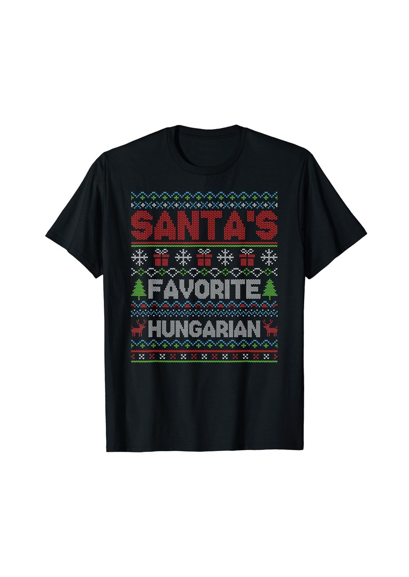Born Ugly Christmas Sweater Style Santa's Favorite Hungarian T-Shirt