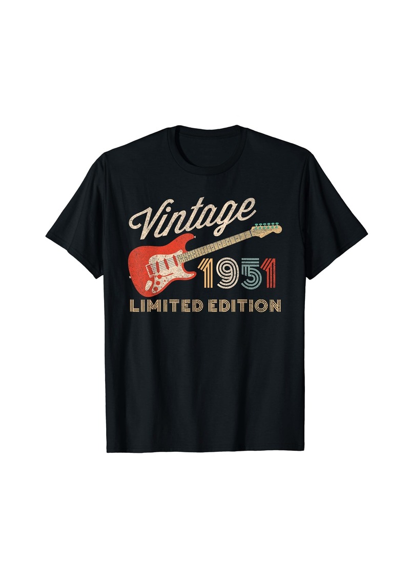 Born Vintage 1951 Limited Edition Guitar Year Of Birth Birthday T-Shirt