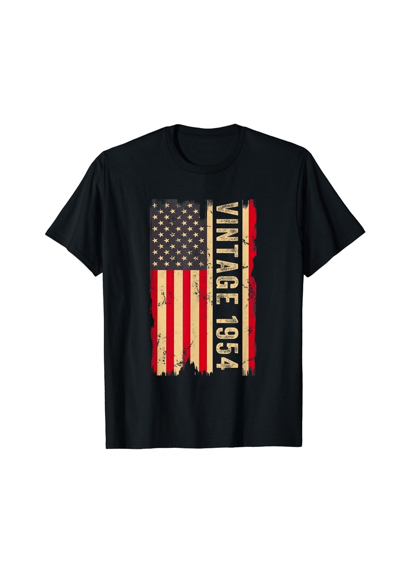 Born Vintage 1954 70th Birthday Gifts 70 Years Old American Flag T-Shirt