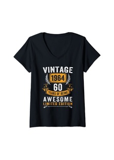 Born Womens Vintage 1964 Made In 1964 60 Years Old Gifts 60th Birthday V-Neck T-Shirt