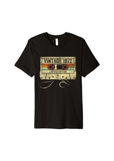 Born Vintage 1972 Retro 52th Birthday Cassette Tape 52 Years Old Premium T-Shirt