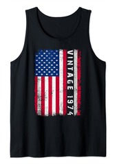 Born Vintage 1974 50th Birthday Gifts 50 Years Old American Flag Tank Top