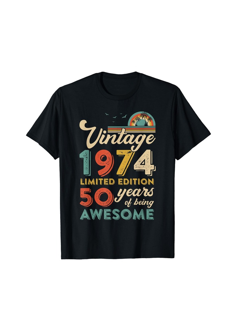 Born Vintage 1974 Limited 50 Year Of Being Awesome Retro Birthday T-Shirt